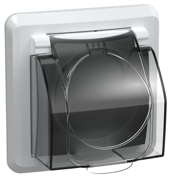 IEK VEGA РСбш10-3-ВБ Розетка 1-ая з/к з/ш кр. 16А IP44 ВЕГА белый