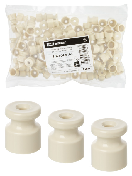 TDM Изолятор пластиковый сл. кость (100 шт) SQ2804-0103