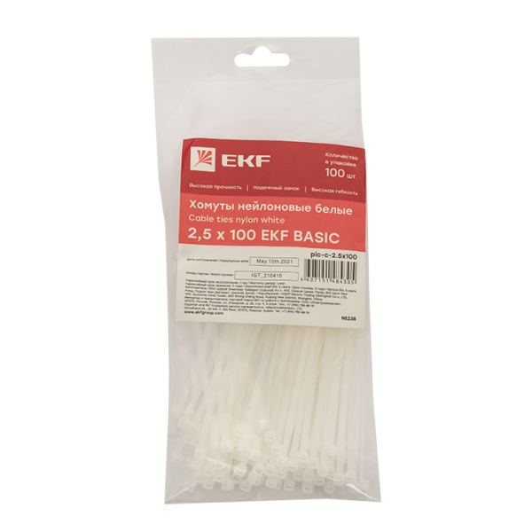 Купить EKF Basic Хомут нейлоновый (2,5х100) (100шт.)