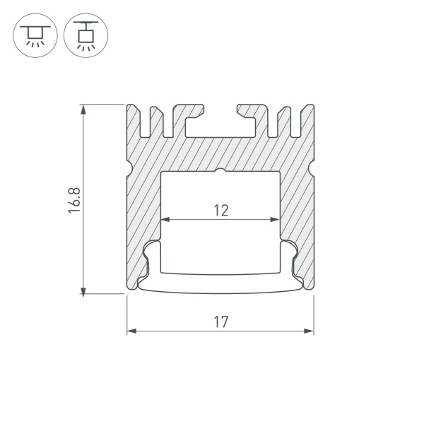 Купить Arlight Профиль ARH-LINE-1716-2000 ANOD (Алюминий) 018685