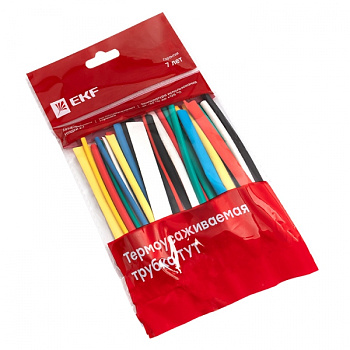 EKF PROxima Набор ТУТ нг: 6 цветов по 5шт. Разного диаметра (3/1,5; 4/2; 5/2,5; 6/3; 8/4) 100мм.