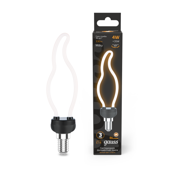 Купить Gauss Лампа Filament Artline CT35 4W 330lm 2700К Е14 milky LED 1000801104
