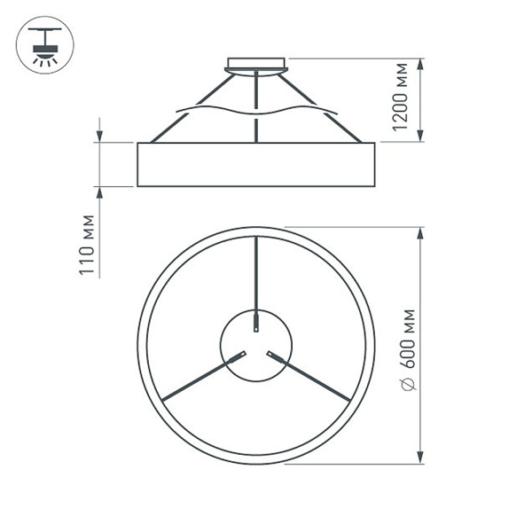 Купить Arlight Светильник SP-TOR-RING-HANG-R600-42W Warm3000 (BK, 120 deg) (IP20 Металл, 3 года) 023395(1)