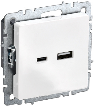 IEK BRITE BASE Белый Розетка USB A+C 18Вт РЮ11-1-БрБ