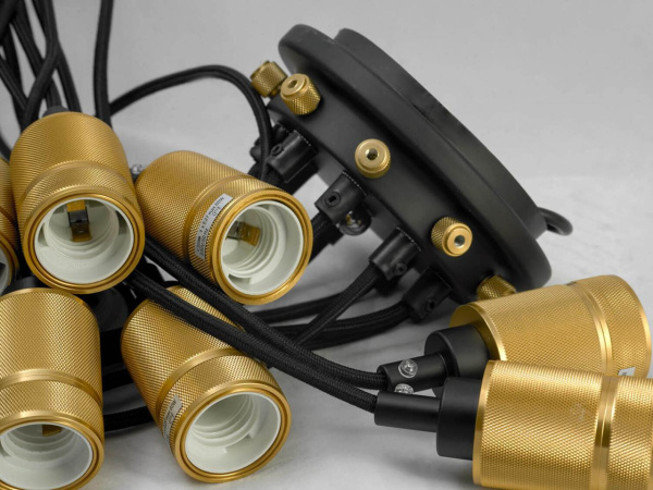 Купить Lussole LOFT Металл Черный / матовое золото Металл Подвес E27 60W LSP-9869