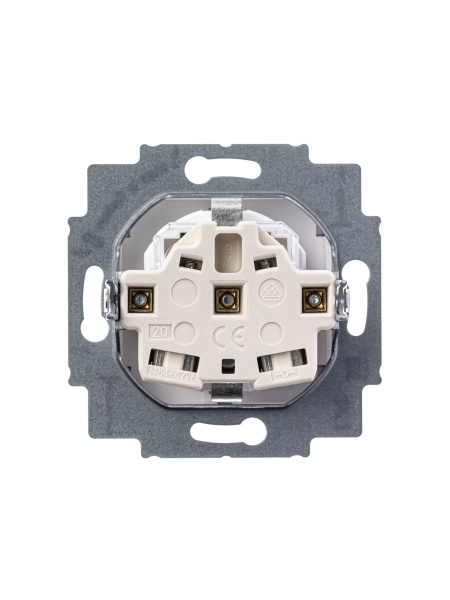 Купить ABB EPJ Levit серый / белый Розетка с заземлением со шторками 2CHH203457A6016