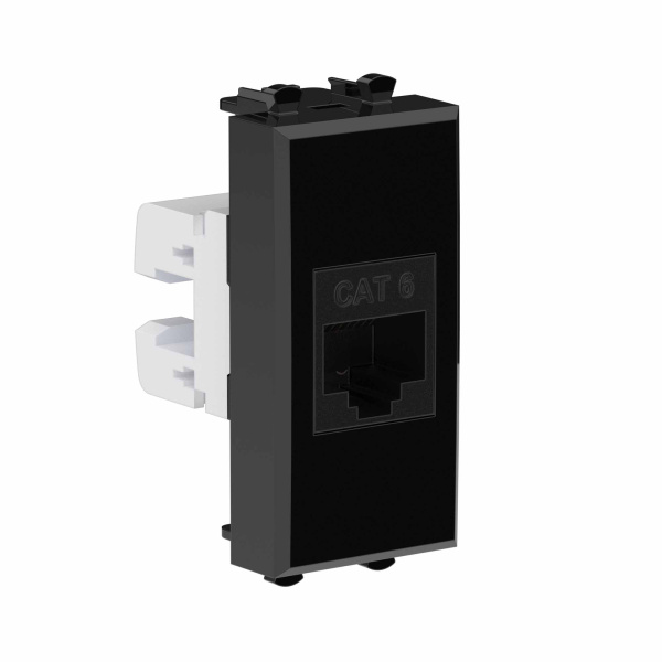 Купить DKC Компьютерная розетка RJ-45 без шторки модульная, кат.6, "Avanti", "Черный квадрат", 1 модуль