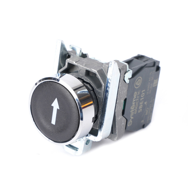 Systeme Electric Кнопка SB4 в сборе модульная 22мм черная металл 1НО с марк "стрелка вниз"