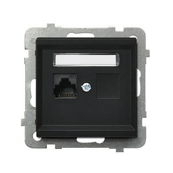 Ospel Sonata Черный металлик Розетка компьютерная 1-я, категория 5e, RJ-45, без рамки GPK-1R/K/m/33
