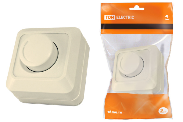 TDM Светорегулятор поворотный RL 600Вт IP20 сл. кость "Ладога" SQ1801-0209