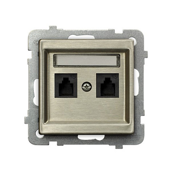 Ospel Sonata Медь (Новое серебро) Розетка телефонная 2-я - отдельная, без рамки GPT-2RMN/m/44