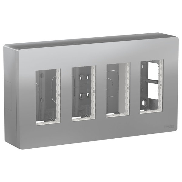 SE Unica System+ Алюминий Блок открытой установки 4х2 NU124430