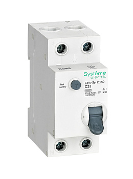 Systeme Electric City9 Set Автоматический выключатель дифференциального тока (АВДТ) 1P+N С 25А 6kA 30мА Тип-A 230В C9D65625