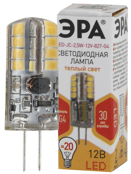 ЭРА LED JC-2,5W-12V-827-G4 (диод, капсула, 2,5Вт, тепл, G4)