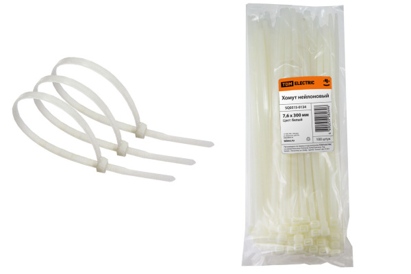 TDM Хомут 7,6х300мм нейлон (белый) (100шт) SQ0515-0134