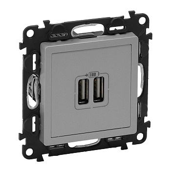 Legrand Valena LIFE DIY Алюм Розетка 2-ая USB 240В/5В 1500мА 753612
