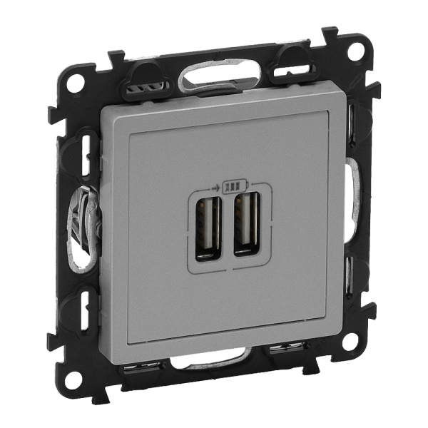 Legrand Valena LIFE DIY Алюм Розетка 2-ая USB 240В/5В 1500мА 753612