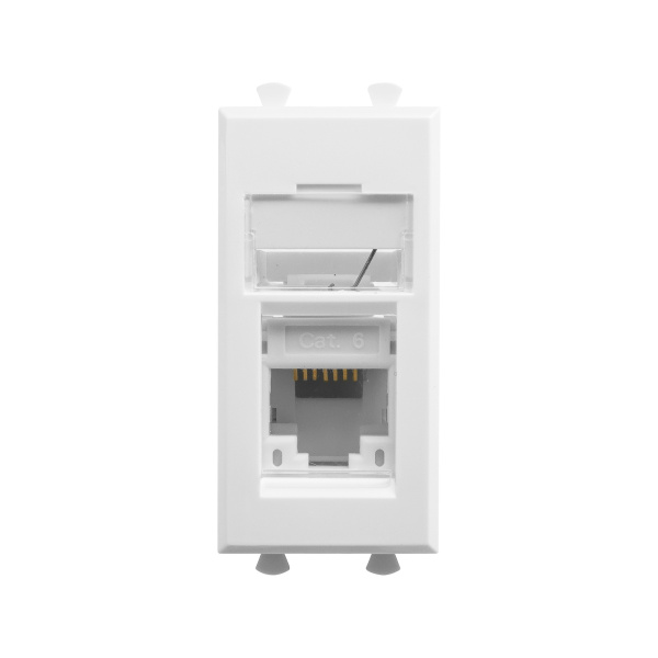 DKC Компьютерная розетка RJ-45 модульная, кат.6, "Avanti", "Белое облако", 1 модуль