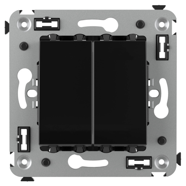 Купить DKC Выключатель двухклавишный в стену, "Avanti", "Черный квадрат"