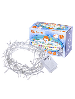 TDM Гирлянда светодиодная СГ50Б5, белая, 5м, 8 режимов, 250 В, SQ0361-0038