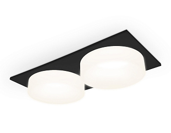 Ambrella Встраиваемый точечный светильник с акрилом TN1319/2 SBK/FR черный песок/белый матовый GU5.3 182*92*45