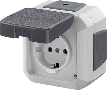 ABB Variant+ Серый Розетка с/з 16А с защитной крышкой для многопостового монтажа, IP54 2CHN183540C4517