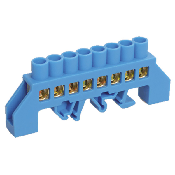 Шина «N» нулевая в комбинированном синем изоляторе на DIN-рейку 8x12 мм 8 групп Rexant 11-2314