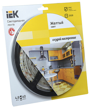 IEK Лента LED 5м блистер LSR-3528Y60-4.8-IP65-12V -eco