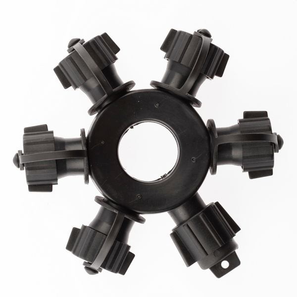 ЭРА ERAPS-OR Круговой разветвитель для гирлянд, IP65, d13 см, 6 гнезд (1 вход, 5 выходов), черный, каучук, 220В