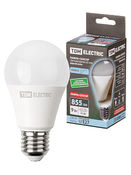 TDM Лампа светодиодная А60-9 Вт-230 В-4000 К-E27 "СЕНСОР" SQ0340-0234
