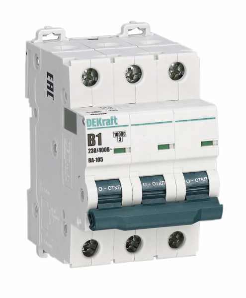 Dekraft Автоматический выключатель 3P 1A х-ка B ВА-105 10кА 13124DEK