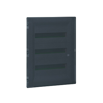 Legrand Practibox Распределительный бокс скрытого монтажа IP40 IK07 3 рейки 54М с клеммиком заземления прозрачная дверь 401708