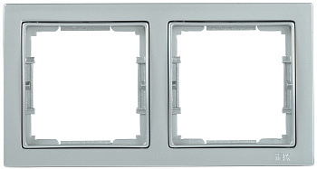 IEK РУ-2-БС Рамка двухместная квадратная BOLERO Q1 серебряный EMB22-K23-Q1