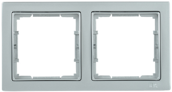 IEK РУ-2-БС Рамка двухместная квадратная BOLERO Q1 серебряный EMB22-K23-Q1