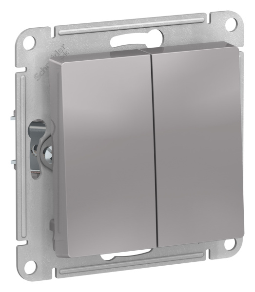 Купить Systeme Electric AtlasDesign Алюминий Выключатель 2-клавишный сх.5, 10АХ, механизм