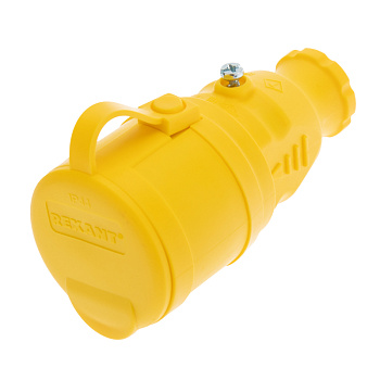 Розетка переносная влагозащищенная с крышкой, с/з, 16 А, IP44, каучук желтая Rexant 111-122