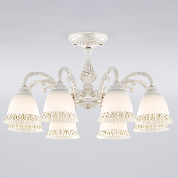 Eurosvet Классическая люстра со стеклянными плафонами 60107/8 белый с золотом a045773