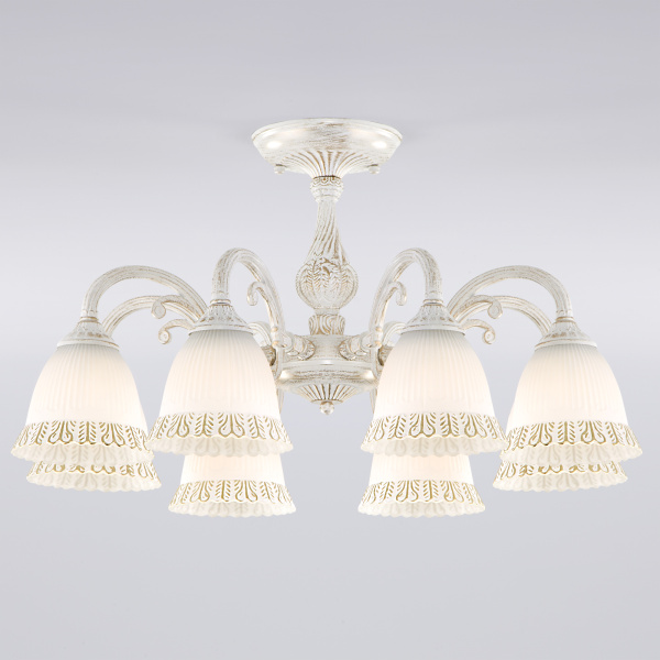 Eurosvet Классическая люстра со стеклянными плафонами 60107/8 белый с золотом a045773