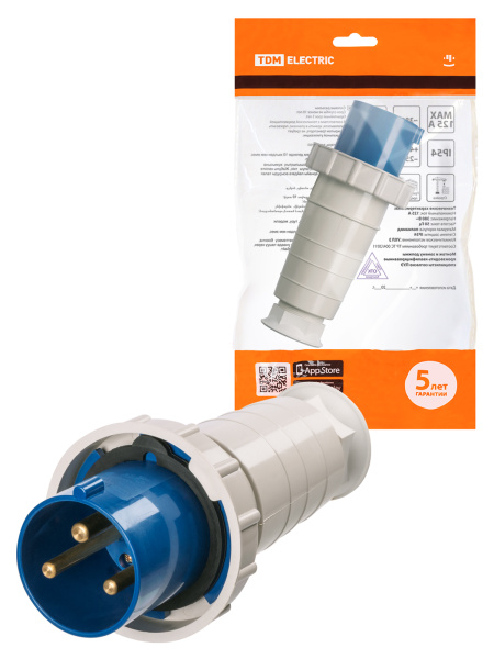 TDM Вилка 033 2Р+РЕ 63А 220В IP54 SQ0601-0010