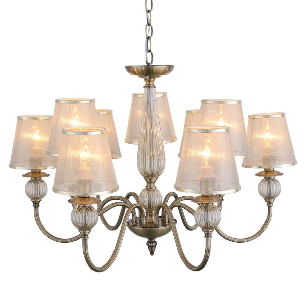 Купить Evoluce SL185.303.09 Люстра подвесная, потолочная Бронза, Прозрачный/Бежевый, Бронза E14 9*40W