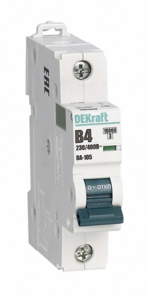 Dekraft Автоматический выключатель 1P 4A х-ка B ВА-105 10кА 13102DEK