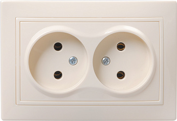 IEK KVARTA РС12-2-Км Розетка 2мес. без з/к и з/ш 10А кер. крем.