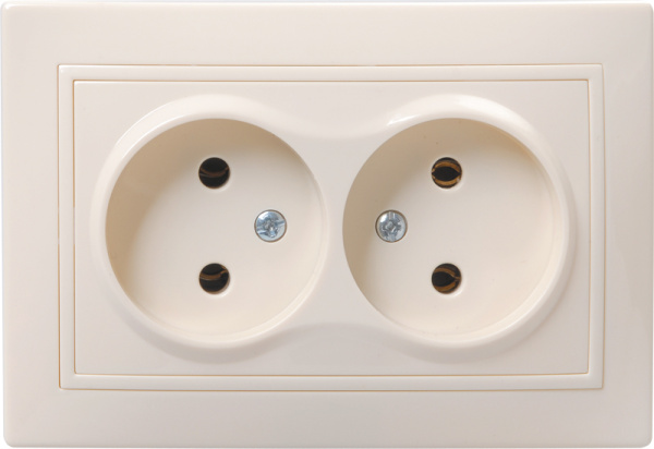 IEK KVARTA РС12-2-Км Розетка 2мес. без з/к и з/ш 10А кер. крем.