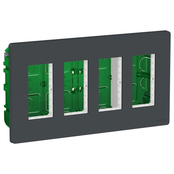 SE Unica System+ Антрацит Блок скрытой установки 4х2 NU174454