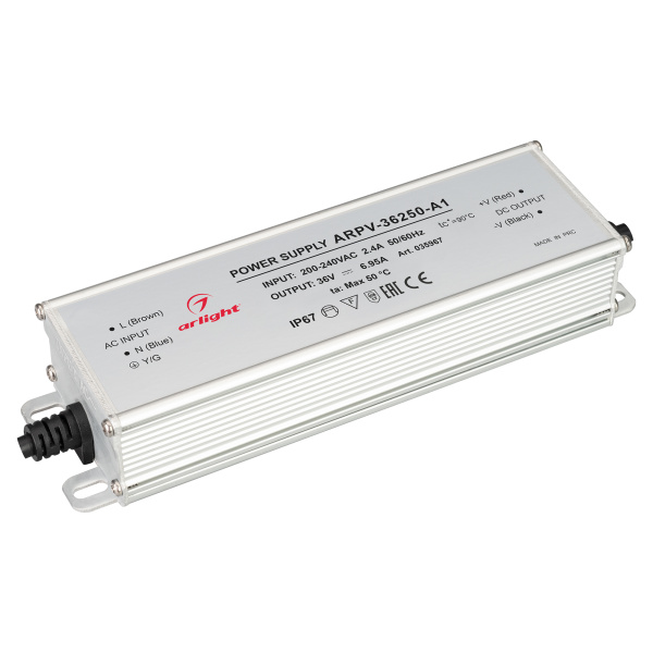 Arlight Блок питания ARPV-36250-A1 (36V, 6.95A, 250W) (IP67 Металл, 3 года) 035967