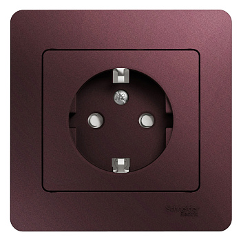 Systeme Electric Glossa Баклажановый Розетка с/з со шторками (в сборе)