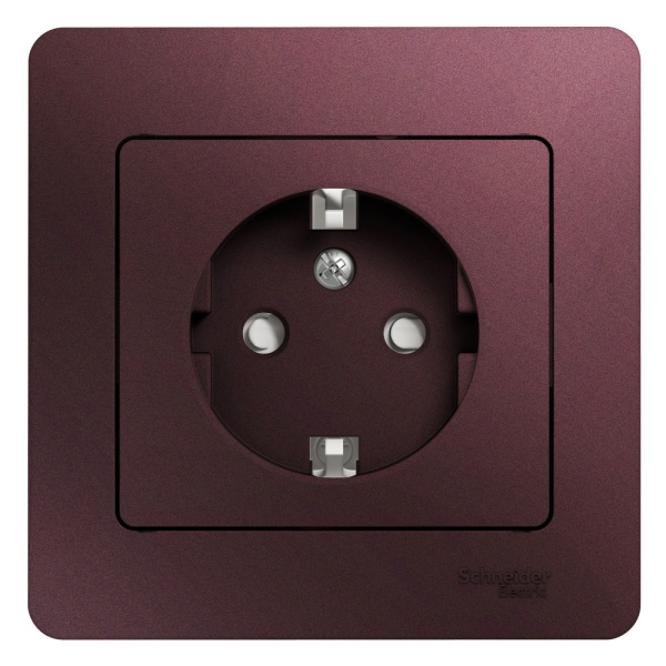 Systeme Electric Glossa Баклажановый Розетка с/з со шторками (в сборе)