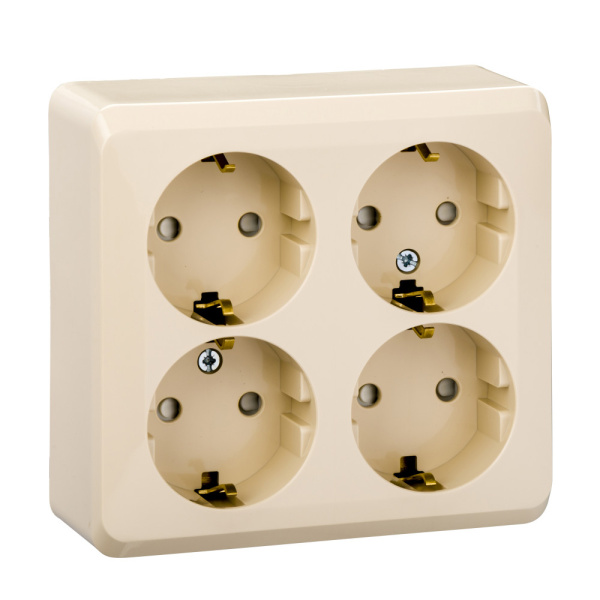 Systeme Electric Этюд наруж Крем Розетка 4-ая с/з со шторками