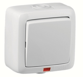 Hegel Альфа IP44 наруж Белый ВА16-262 Переключатель 1-клавишный, с индикацией, брызгозащищенный