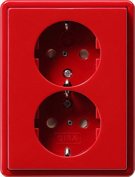 Gira S-Color Красный Розетка двойная с з/к в комплекте с рамкой 078343